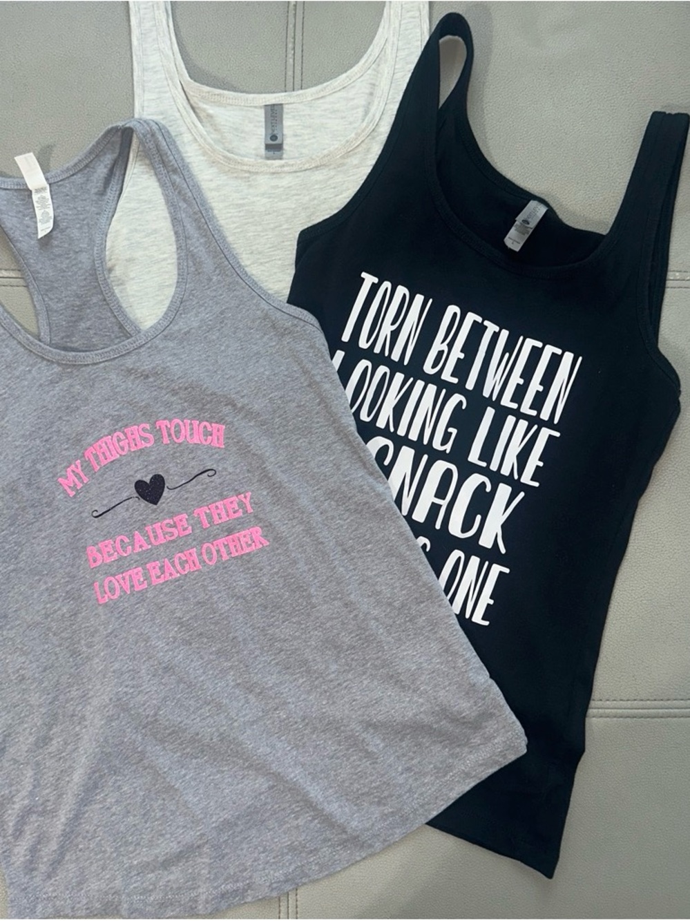 3 Women’s Graphic Racerback Tank Top - Gray and Black